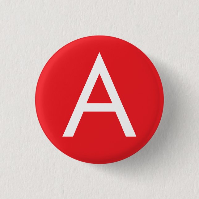 Initialbokstav Monogram Röd Vit Enkel Modern Knapp (Framsida)