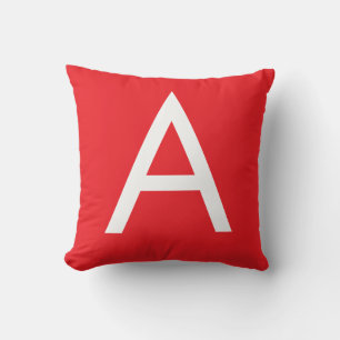 Initialbokstav Monogram Röd Vit Enkel Modern Kudde