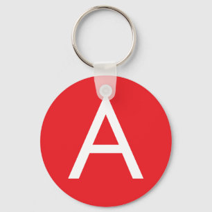 Initialbokstav Monogram Röd Vit Enkel Modern Nyckelring