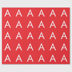 Initialbokstav Monogram Röd Vit Enkel Modern Presentpapper
