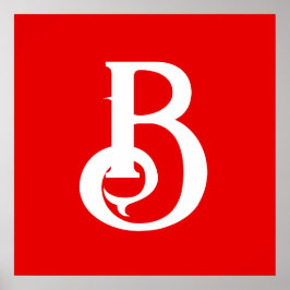 Initialbokstav Monogram Röda Vita Klassiska Poster