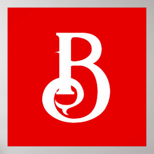Initialbokstav Monogram Röda Vita Klassiska Poster