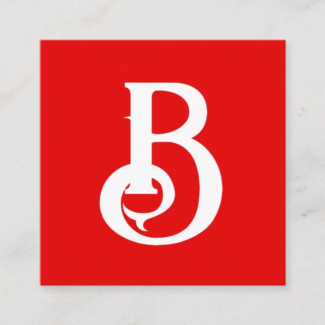 Initialbokstav Monogram Röda Vita Klassiska Tilläggskort (Framsida)