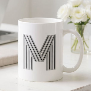 Initialbokstav Monogram Svart Vit Modern Stilfull Kaffemugg