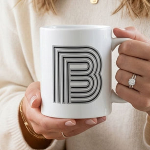 Initialbokstav Monogram Svart Vit Modern Stilfull Kaffemugg