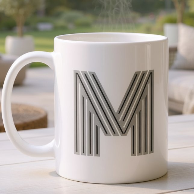 Initialbokstav Monogram Svart Vit Modern Stilfull Kaffemugg (Skapare uppladdad)