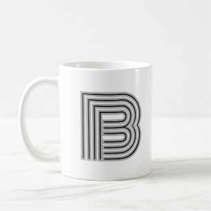 Initialbokstav Monogram Svart Vit Modern Stilfull Kaffemugg