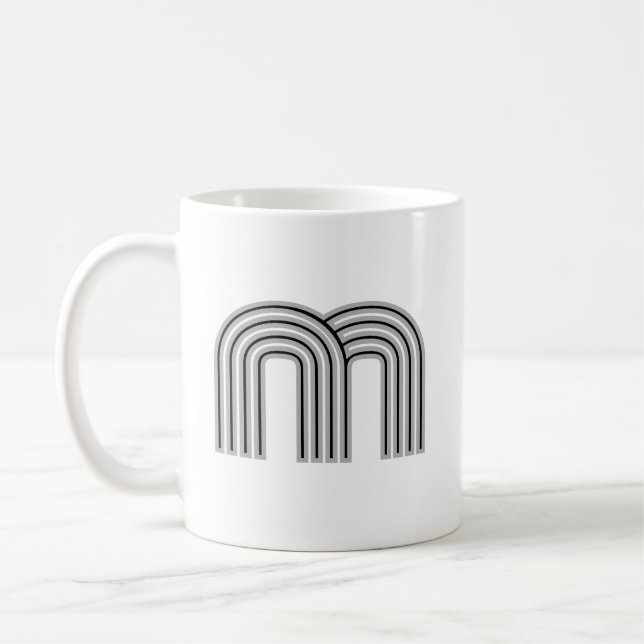 Initialbokstav Monogram Svart Vit Modern Stilfull Kaffemugg (Vänster)