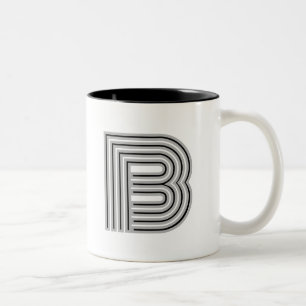 Initialbokstav Monogram Svart Vit Modern Stilfull Två-Tonad Mugg