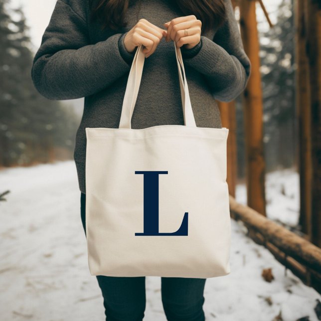 Initialbokstav | Navy Monogram Modern Stilren Cool Tygkasse (Skapare uppladdad)