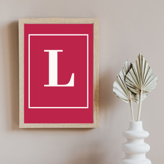 Initialbokstav | Rosa modern monogramstil Poster