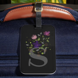 Initialbokstav S Plus Blommig Design Bagagebricka