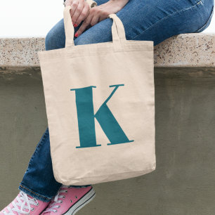 Initialbokstav   Teal Modern Stilfullt Cool Tygkasse