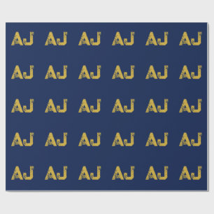 Initialbokstäver Monogram Guld & Blå Enkel Enkel Presentpapper