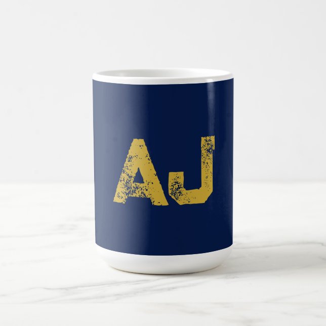 Initialbokstäver Monogram Guld & Blå Enkel Ren Kaffemugg (Center)