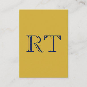 Initialbokstäver Monogram Guld & Blå Enkel Ren Tilläggskort
