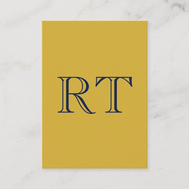 Initialbokstäver Monogram Guld & Blå Enkel Ren Tilläggskort (Framsida)