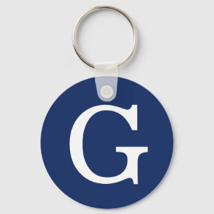Initialbokstavsmonogram Blå Vit Enkel Enkel Nyckelring