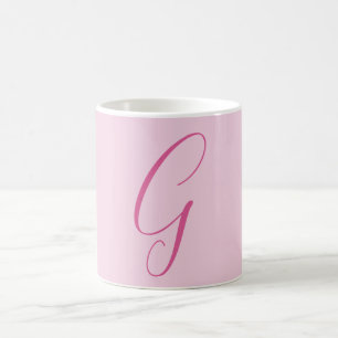 Initialbokstavsmonogram Ljusrosa Enkel Chic Kaffemugg