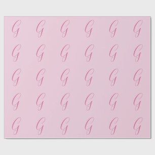 Initialbokstavsmonogram Ljusrosa Enkel Chic Presentpapper