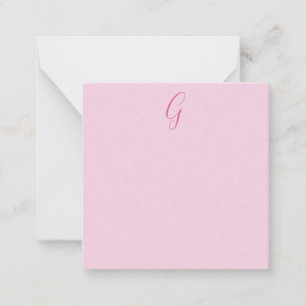 Initialbokstavsmonogram Ljust rosa enfaldig chic Anteckningskort