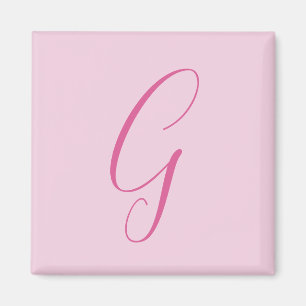 Initialbokstavsmonogram Ljust rosa enfaldig chic Magnet