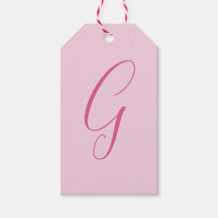 Initialbokstavsmonogram Ljust rosa enfaldig chic Presentetikett