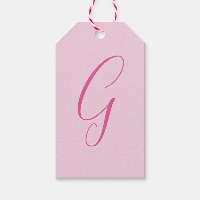 Initialbokstavsmonogram Ljust rosa enfaldig chic Presentetikett (Framsidan)