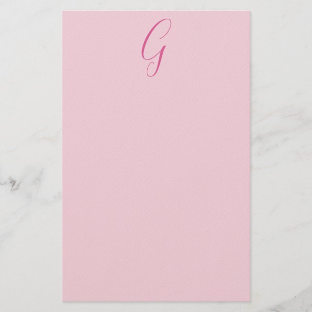 Initialbokstavsmonogram Ljust Rosa Enkel Chic Brevpapper (Framsida)