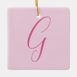 Initialbokstavsmonogram Ljust Rosa Enkel Chic Julgransprydnad Keramik