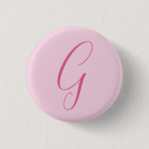 Initialbokstavsmonogram Ljust rosa Enkel Chic Knapp
