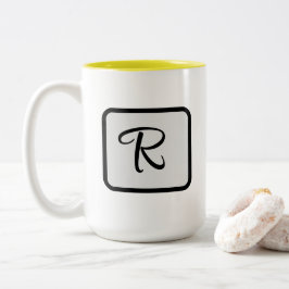 Initialbokstavsmonogram logotyp Gul kaffemugg