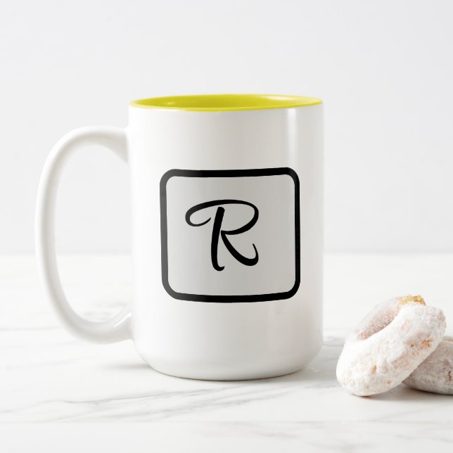 Initialbokstavsmonogram logotyp Gul kaffemugg (Med munk)