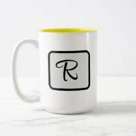 Initialbokstavsmonogram logotyp Gul kaffemugg