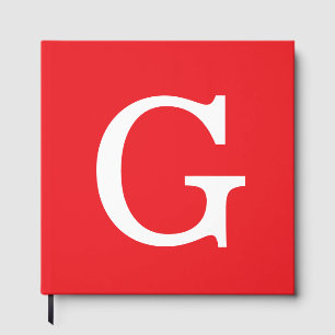Initialbokstavsmonogram röd vit enkel gästböcker