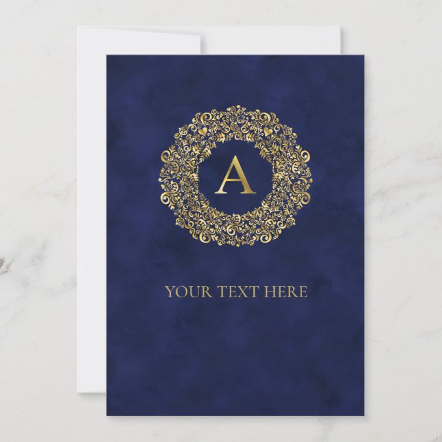 Initialen A gyllene Damask Klassiskt Mönster  Spara Datumet (Framsida)