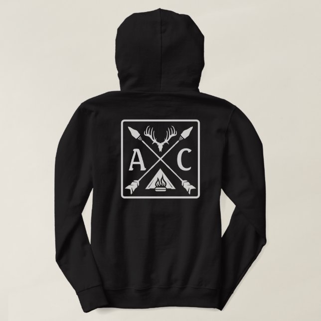 Initialer Antlers pilar utomhus Äventyr Hoodie (Design baksida)
