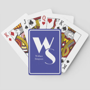 Initialer Broderade Namn Blå & Vit Bordsspel Casinokort