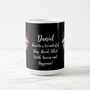 Initialer Editable Monogram Mesaje och Photo Black Kaffemugg