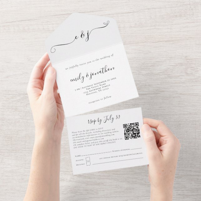 Initialer Elegant Skrift QR-kod Valfri Färg (Tearaway)