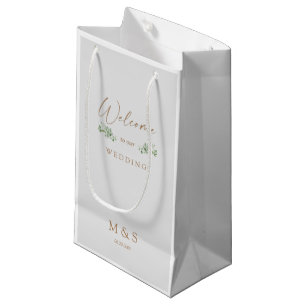 Initialer Eucalyptus Wedding Favor Grått & Guld