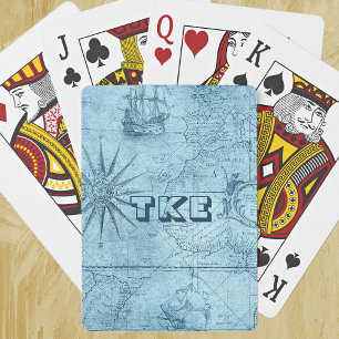 Initialer Faux Gamla världssjömän i Karta som spel Casinokort