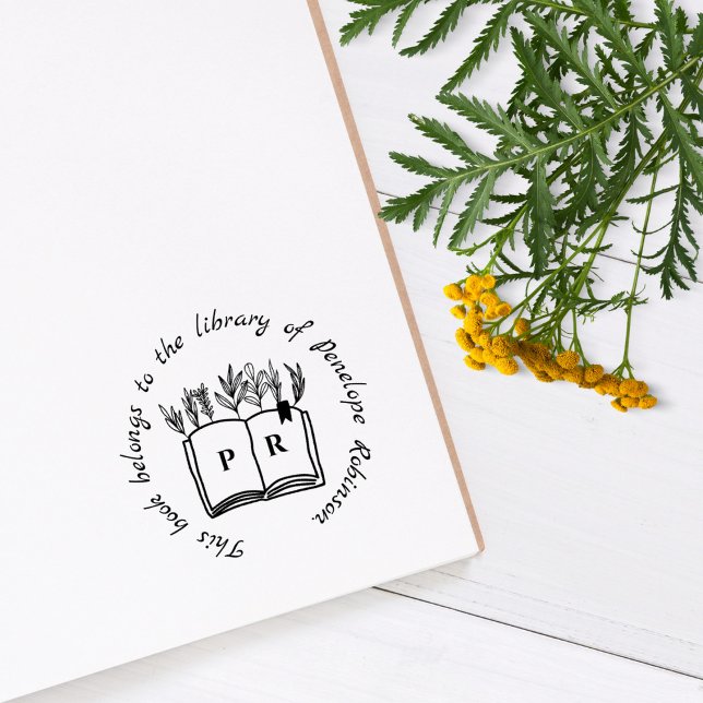 Initialer för anpassat namn för Bibliotek Bok Stämpel (Skapare uppladdad)