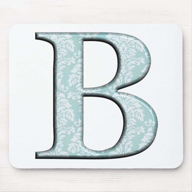 Initialer för blå Blommigt Skriv ut B monogram Musmatta (Framsidan)
