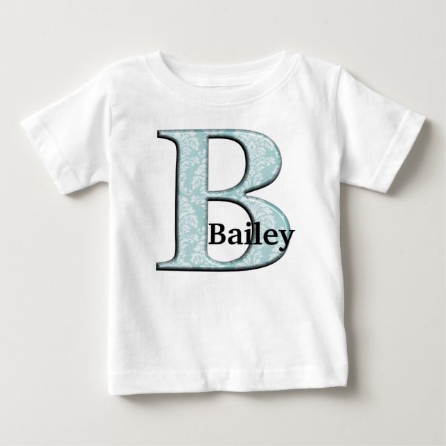 Initialer för blå Blommigt Skriv ut B monogram T Shirt (Framsida)