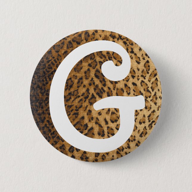 Initialer för monogram för LeopardtryckG Knapp (Framsida)