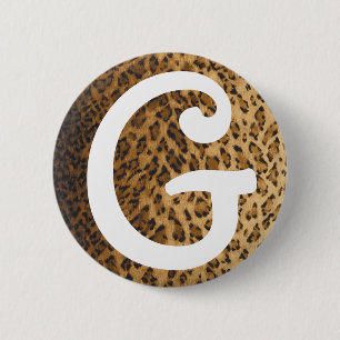 Initialer för monogram för LeopardtryckG Knapp