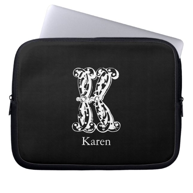 Initialer för Monogrambrev K Laptop Sleeve (Framsidan)
