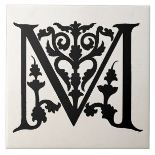 Initialer för Parchment "M" för Monogram för Kakelplatta