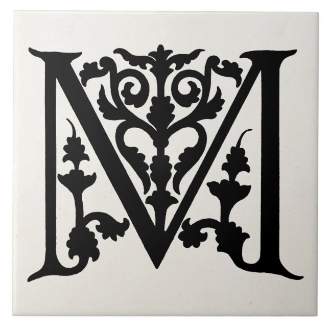 Initialer för Parchment "M" för Monogram för Kakelplatta (Framsidan)